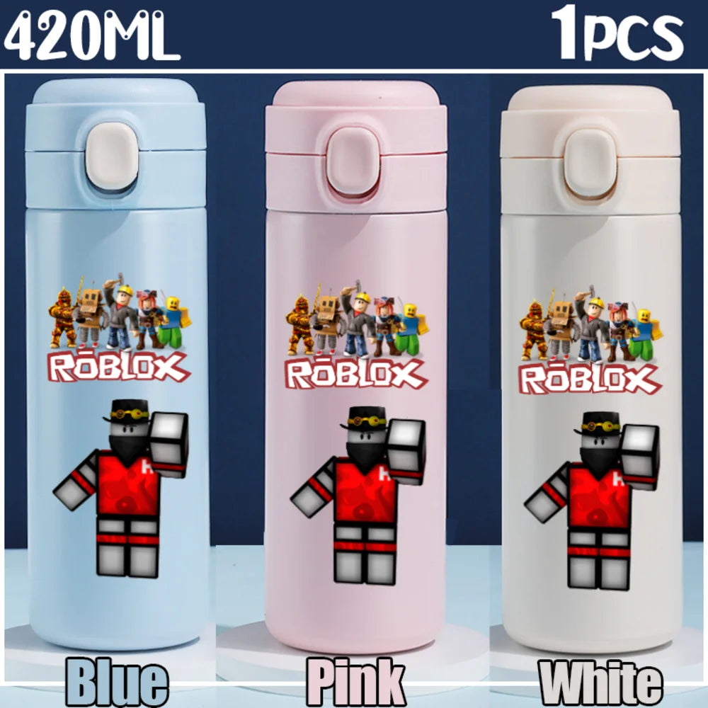 Roblox Anime Water Bottle DynaBlocks 304 Stainless Steel Thermos Cup 420ML Gourde Game Straight Drinking Cup Holiday Gifts