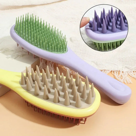 Silicone Shampoo Brush Scalp Massage Brush Head Washing Comb two-sided Hair Massager Bath Brush Body Scrubber Hair Accessories