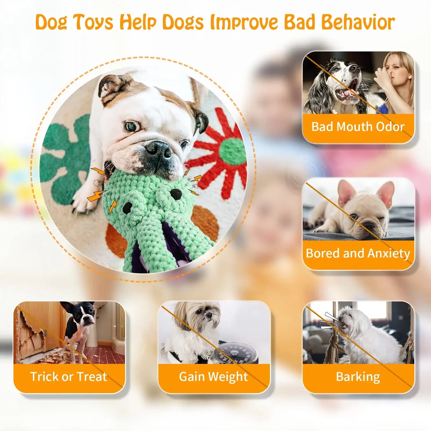 Squeaky Octopus Plush Dog Toy: Interactive Soft Chew Toy for Teeth Cleaning & Anxiety Relief