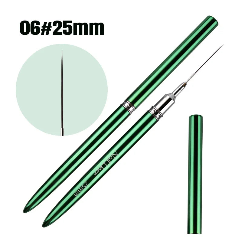 Nail Art Brush Metal Handle Phototherapy Acrylic UV Gel Brush Nails Extension Builder Painting Drawing Pen DIY Manicure Tools