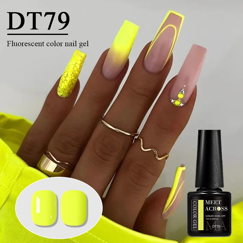 7ml Fluorescent Gel Nail Polish Ultra Bright Colors Spring Summer Nail Salon Supplies UV LED Long-Lasting Varnish DIY Manicure