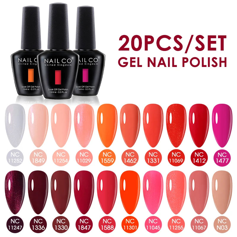 NAILCO 15ml Gel Nail Polish Set 30pcs/Lot Gel Polish Nail Soak Off UV LED Semi-Permanent Varnishes Nail Art Salon Free Shipping