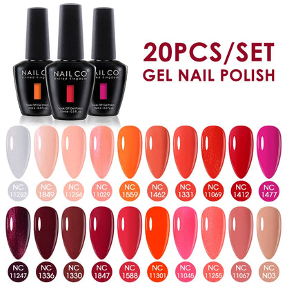 NAILCO 15ml Gel Nail Polish Set 30pcs/Lot Gel Polish Nail Soak Off UV LED Semi-Permanent Varnishes Nail Art Salon Free Shipping