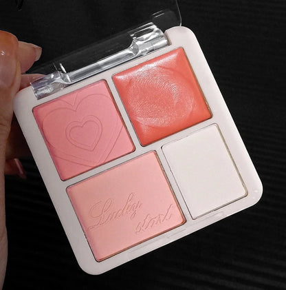 4 Color Pink Peach Blush Powder Cream Palette Highlighter Matte Expanding Color Brightening Face Blusher Rouge Makeup Cheek Tint