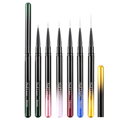 Extra Fine Nail Brushes Liner 6/9/12/15/18mm Design Brushes for Gel Painting Thin Long Lines Details Drawing Pen DIY Line Pen