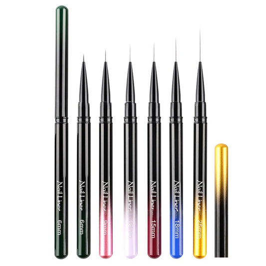 Extra Fine Nail Brushes Liner 6/9/12/15/18mm Design Brushes for Gel Painting Thin Long Lines Details Drawing Pen DIY Line Pen