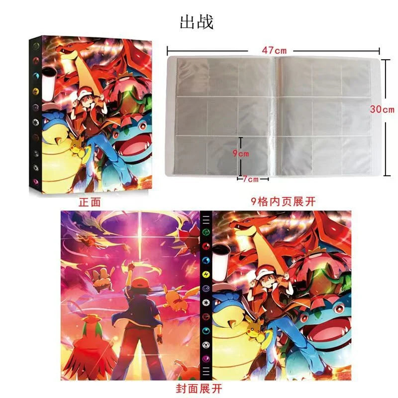 Cartoons 9 Pockets 540 Cards Book Album Anime Map Game Cards PIKACHU