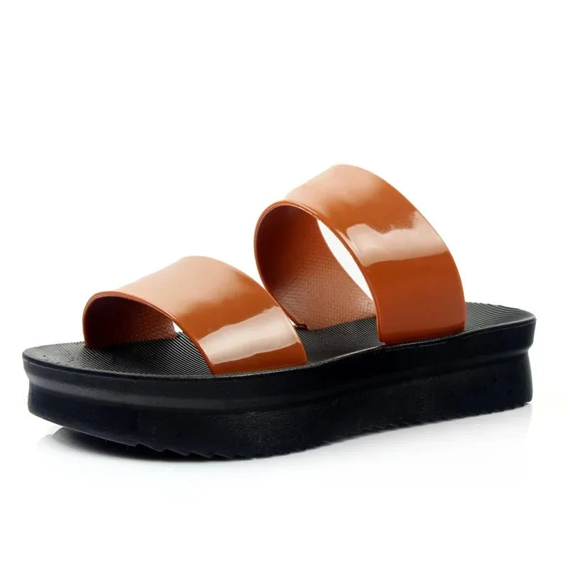 Korean Style Summer Roma Sandals With Thick Bottom And Soft Sole Simple Mom Shoes Jelly Beach Slippers Casual Women's Shoes