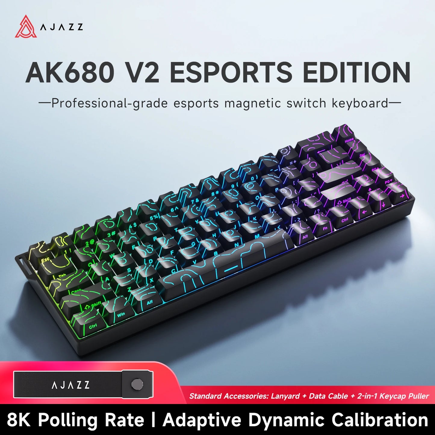 AJAZZ AK680 MAX/V2 Mechanical Keyboard HE Hall Effect Switch 60% 8k/1K RGB Wired/Wireless Gaming Rapid Trigger Magnetic Keyboard