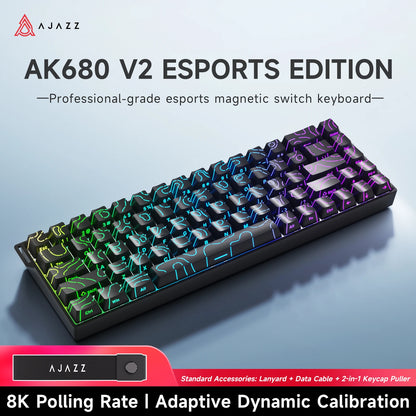 AJAZZ AK680 MAX/V2 Mechanical Keyboard HE Hall Effect Switch 60% 8k/1K RGB Wired/Wireless Gaming Rapid Trigger Magnetic Keyboard