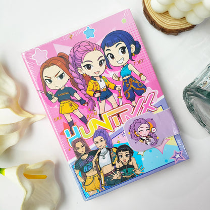 4PCS 32K Korean Style Journal Notebook, Anime Girl Group Magnetic Buckle Diary, Colorful Durable Student Stationery