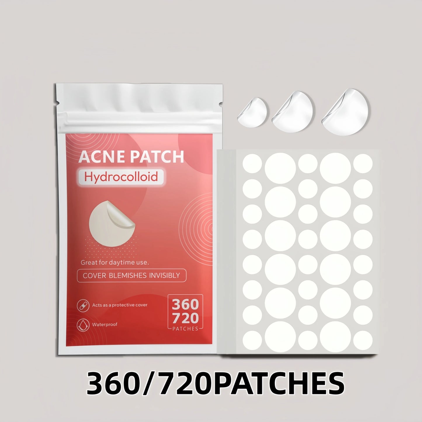 360/720pcs Transparent Hydrocolloid Pimple Patches – Ultra-Thin Invisible Dots, Waterproof Daily Spot Covers for All Skin Types