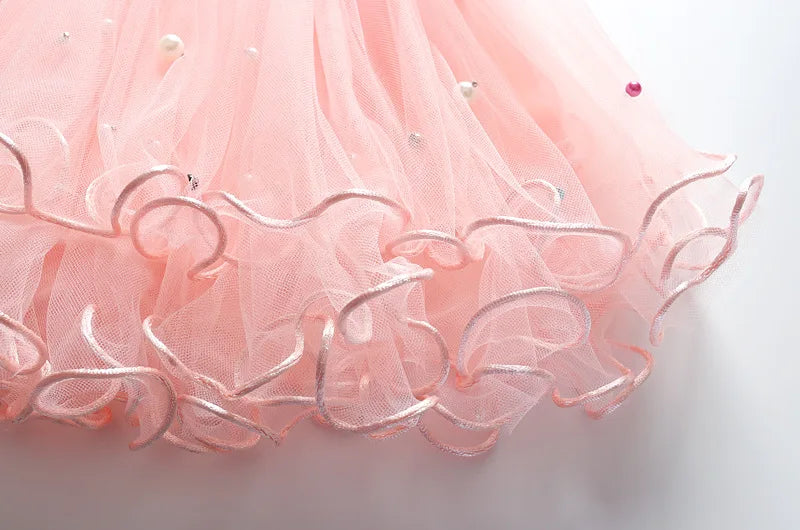 Girls' K-Pop HUNTRX Autumn Set: Pink Tie-Dye Sweatshirt & Pearl Tulle Princess Skirt