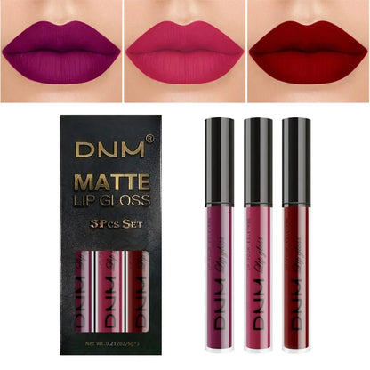 3pcs/set Liquid Lipsticks Waterproof Long Lasting Cosmetic Red Blue Purple Matte Lip Gloss Nude Lip Tint Stain Makeup