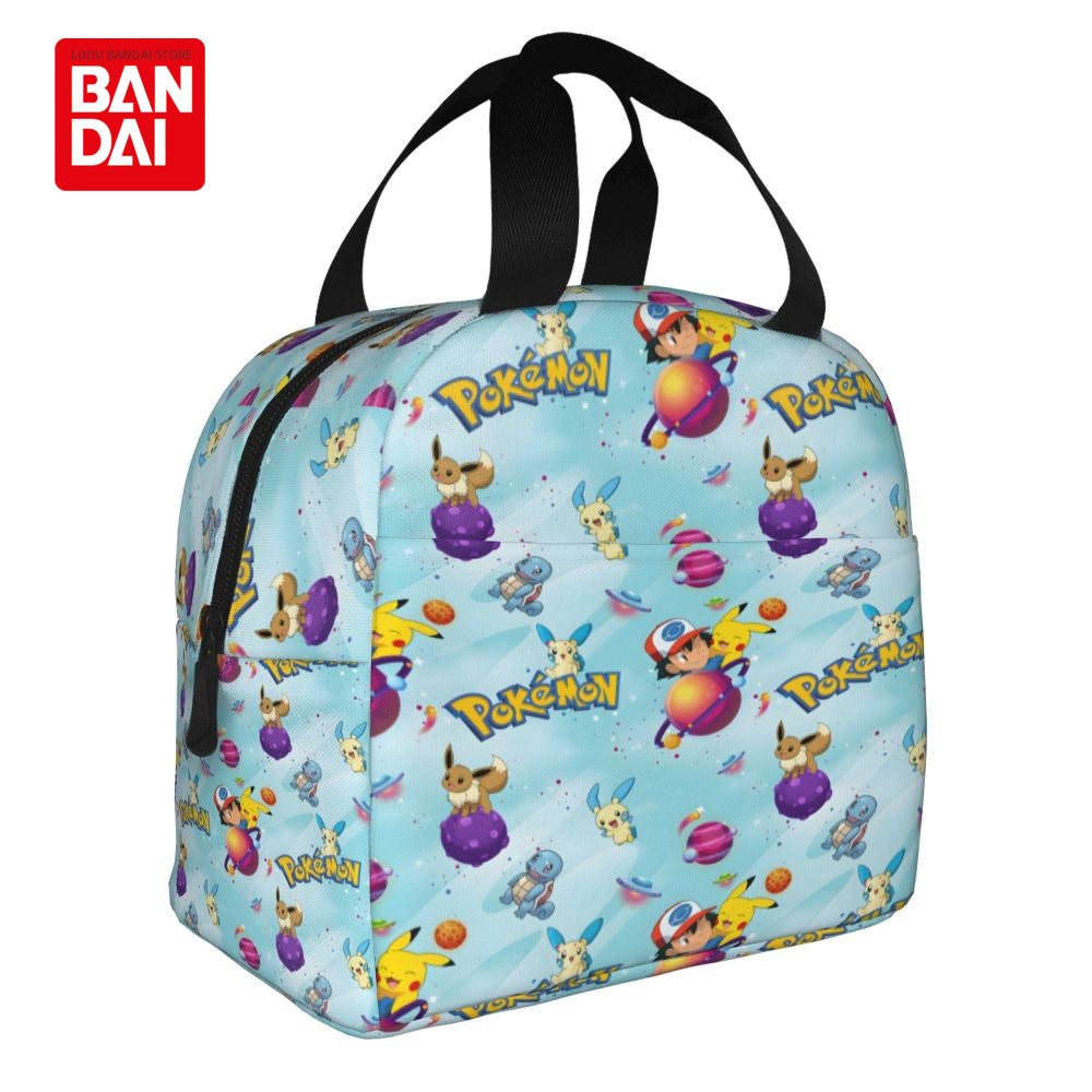 Bandai Japan Anime Pokemon Lunch Bag for School Kids Office Pikachu Sac Lunch Portable Thermal Cooler Lunch Box Handbag Gift