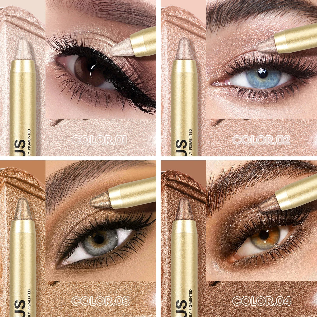1PC Stunning Multi-color Eye Shadow Sticks - Long-lasting, Waterproof, Easy To Apply, Anti-smudge, Pearlescent Glitter Finish