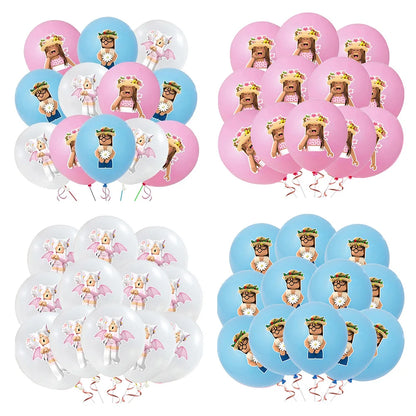 12Pcs 12Inch Roblox Latex Balloon Party Supplies Pink Cartoon Party Baby Shower Girl Kids Balloons for Birthday Party Decoration