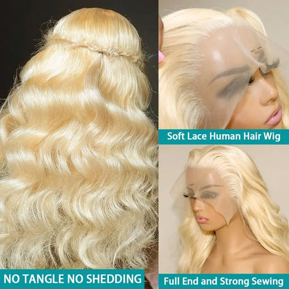 40Inch 613 13x6 Lace Front Wig Human Hair Body Wave Blonde Wig Human Hair 613 HD Transparent Blonde Lace Front Wigs Pre Plucked