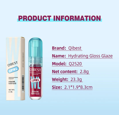 QIBEST Crystal Lip Gloss Mirror Watery Lip Glaze Long Lasting Moisturizing Lip Balm Plumping Gloss Oil Hydrating Makeup Lip Tint