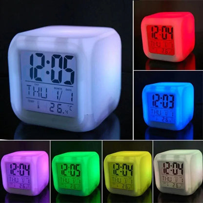 Anime Cartoon Pok é mon Cartoon Alarm Clock Creative Student 8x8x8cm LED Cube with Colorful Light Display Time Week Month