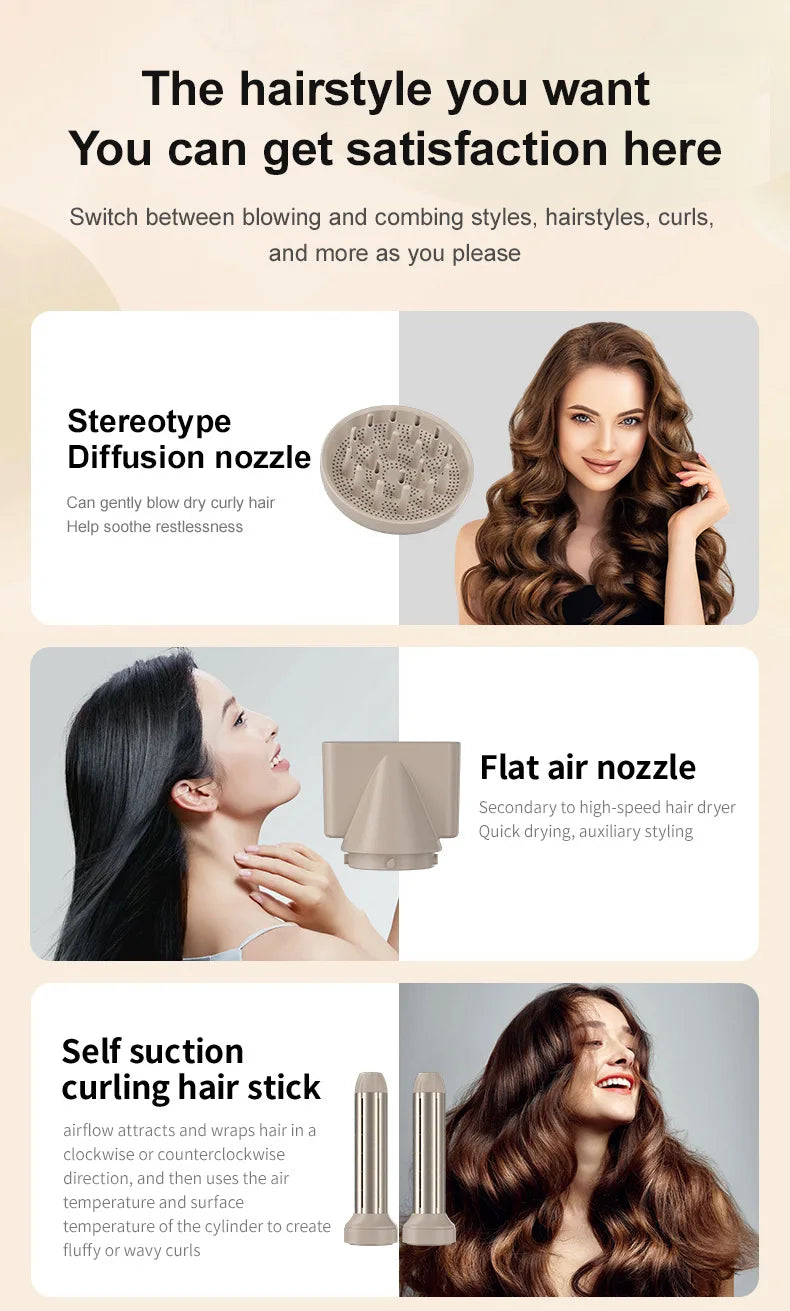 9 in 1 Hair Dryer Hot Comb Set Professional Curling Iron Hair Straightener Styling Tool For Professional Hair Dryer Household
