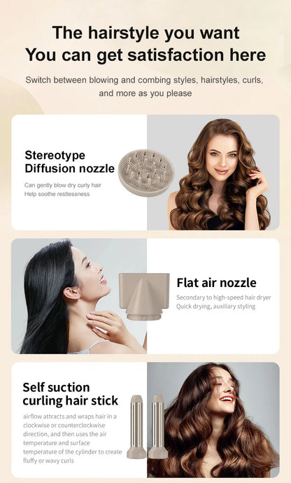 9 in 1 Hair Dryer Hot Comb Set Professional Curling Iron Hair Straightener Styling Tool For Professional Hair Dryer Household
