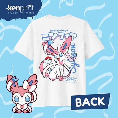 2025 Summer Pokémon Anime SYLVEON 100% Pure Cotton Printed T-shirt Men Harajuku Loose Casual Versatile Short-sleeved Loose Y2k
