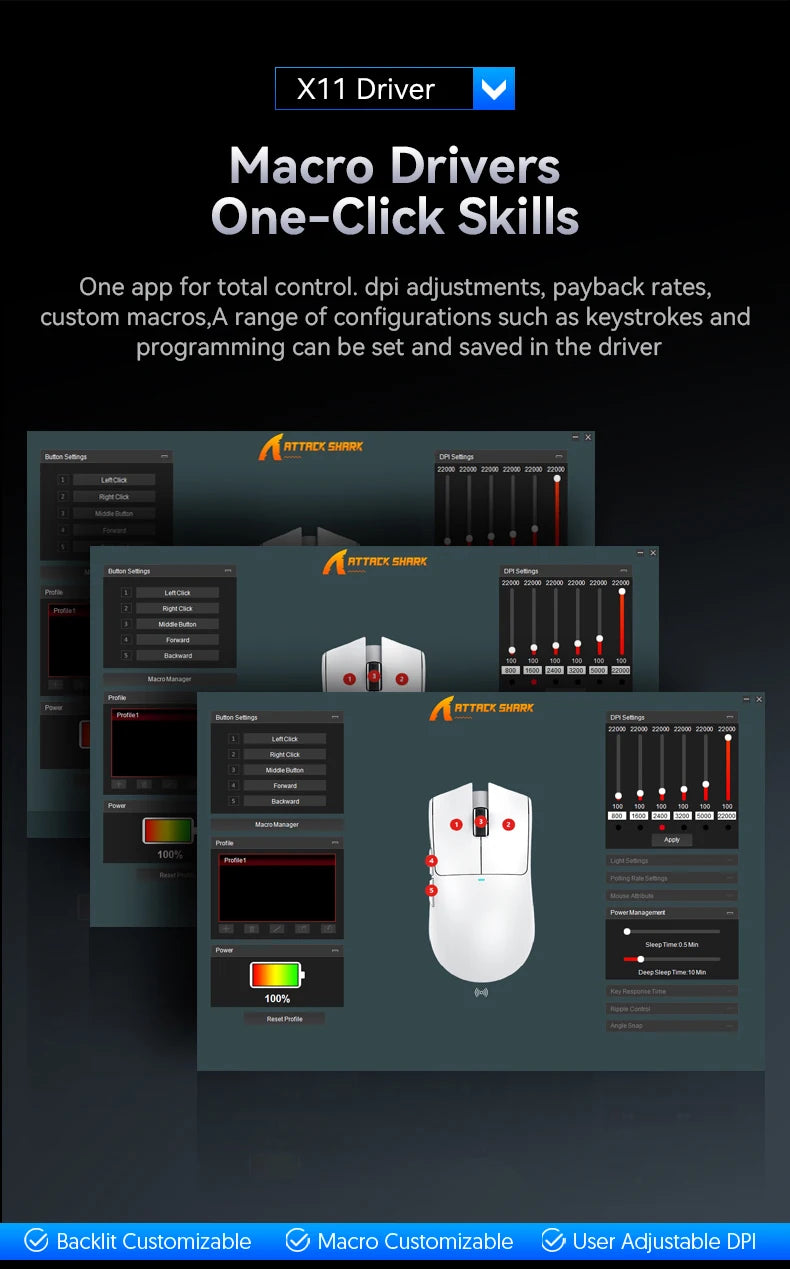 Attack Shark X11 X11SE Wireless Gaming Mouse,1000 Hz,2.4G RGB Optical Mouse,16000 DPI,Ergonomic Computer Mice for PC Laptop Mac
