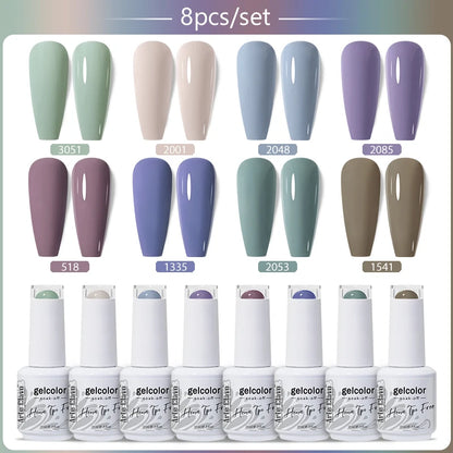 Arte Clavo 8Pcs/Set Gel Nail Polish Set 15ml Colorful Semi Permanent For Manicure Varnish Soak Off UV LED Nail Art Gel Kits