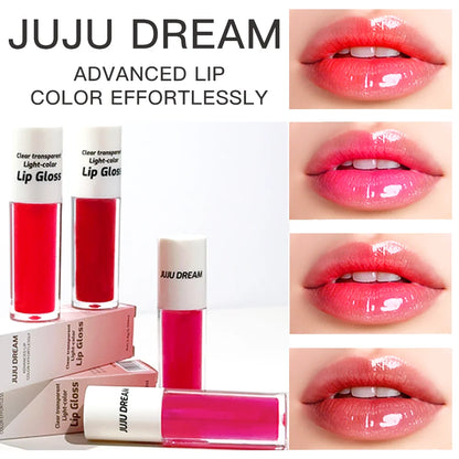 JUJU DREAM Clear Transparent Lip Gloss Set: 4-Color Water-Gloss Glaze