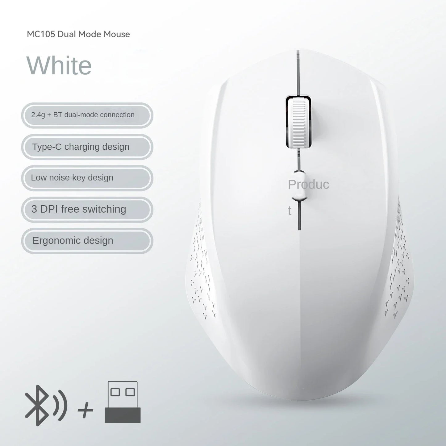 Dual-Mode 2.4G Wireless Mouse Bluetooth Mouse Office Silent Mouse Rechargeable Mice Gaming Mouse For Laptop Tablet Windows MacOS
