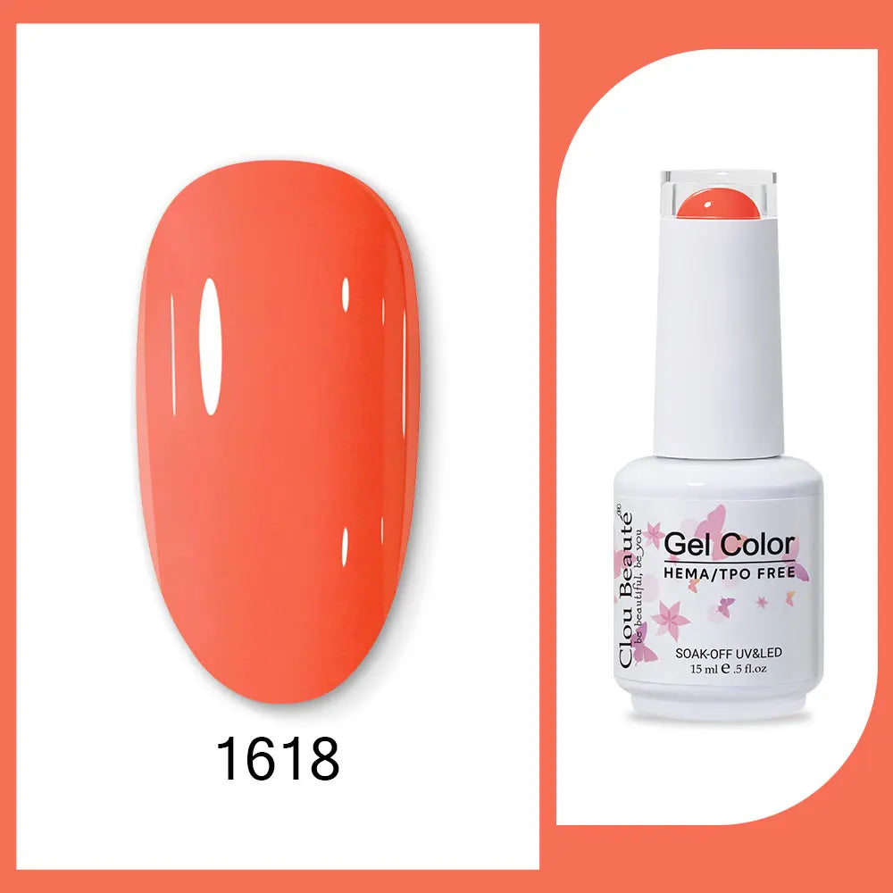 Clou Beaute 15ml Red Black White Green Neon Gel Nail Polish Base Top Coat Velvet Top 400 Colors Semi Permanent Gel Nail Varnish