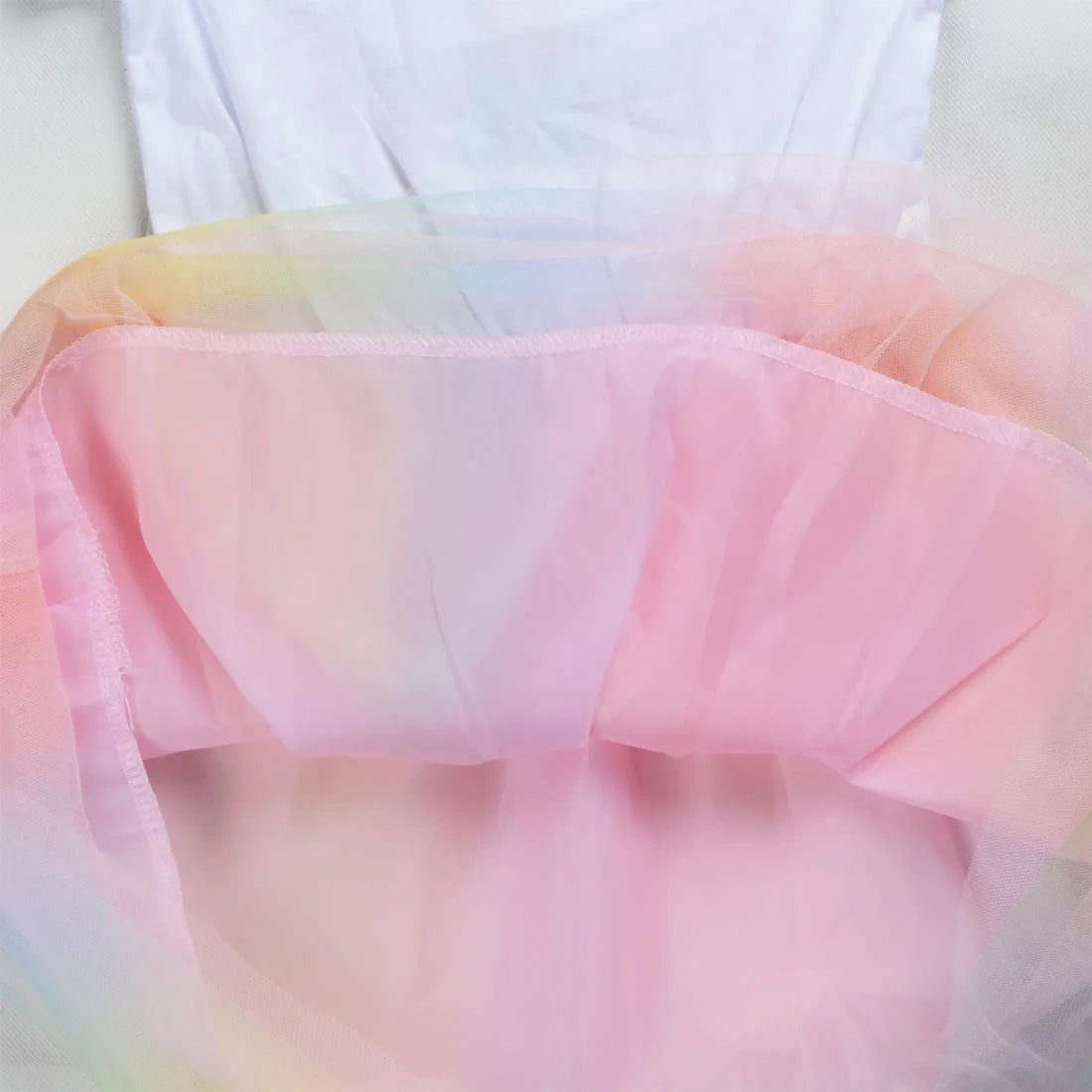 Girls' K-Pop Demon Hunters "Star Sparkle" Long Sleeve Tutu Dress: Rainbow Tulle Princess Gown