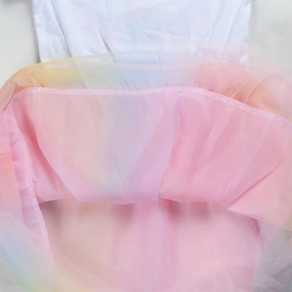 Girls' K-Pop Demon Hunters "Star Sparkle" Long Sleeve Tutu Dress: Rainbow Tulle Princess Gown