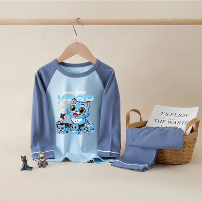 Kids' K-Pop HUNTRX Cotton Pajama Set: Long Sleeve Sleepwear for Girls & Boys