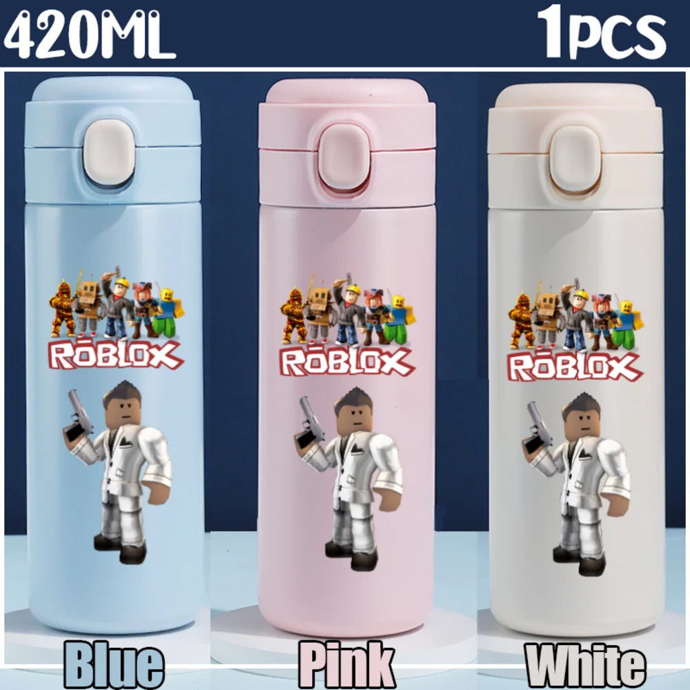 Roblox Anime Water Bottle DynaBlocks 304 Stainless Steel Thermos Cup 420ML Gourde Game Straight Drinking Cup Holiday Gifts