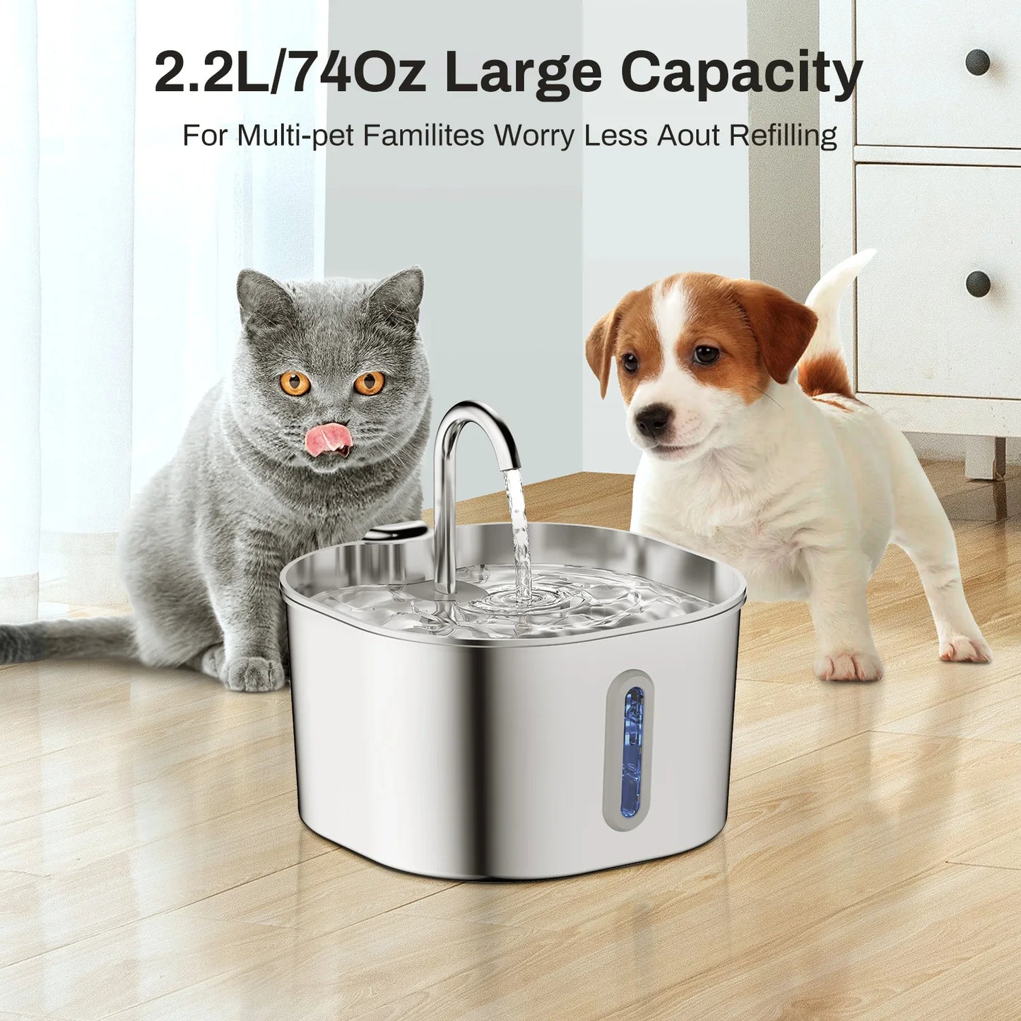 Stainless Steel Automatic Cat Water Fountain 2.2L 🐱💧