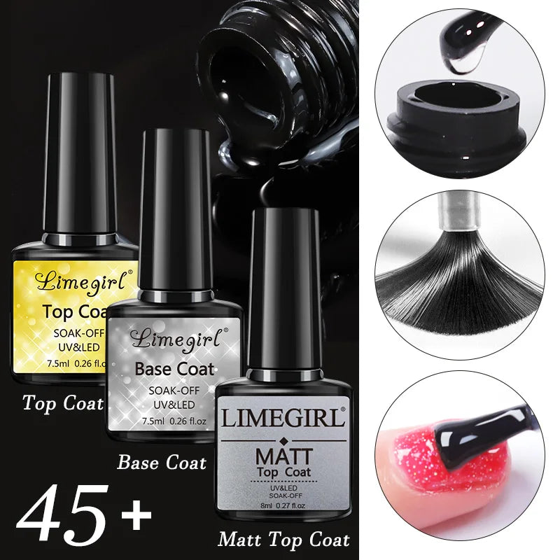 LIMEGIRL 24PCS Gel Nail Polish kit with Nail Art Diamond Powder UV  Soak Base Coat Gel for Nail Art DIY Design Gel Varnish Kit