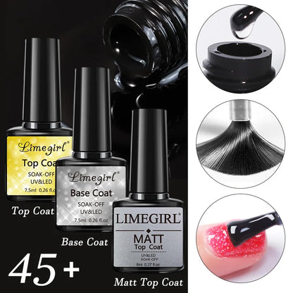 LIMEGIRL 24PCS Gel Nail Polish kit with Nail Art Diamond Powder UV  Soak Base Coat Gel for Nail Art DIY Design Gel Varnish Kit