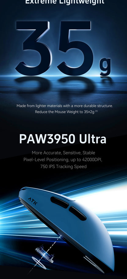 ATK Blazing Sky F1 LEVIATAN Esports Wireless Gaming Mouse PAW3950 Ultra Dual-Mode 8000Hz 35g Lightweight Non-porous FPS Mice