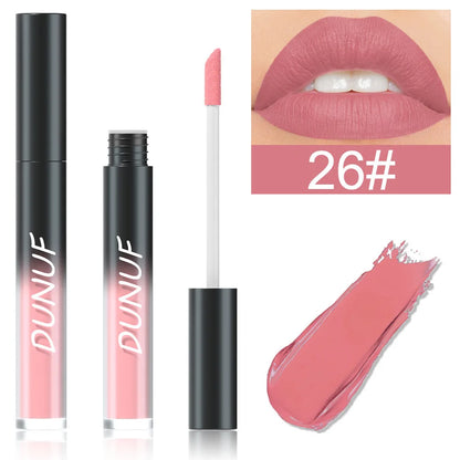 DUNUF 32 Color Matte Liquid Lipstick: Bold Pigment Non-Stick Lip Glaze