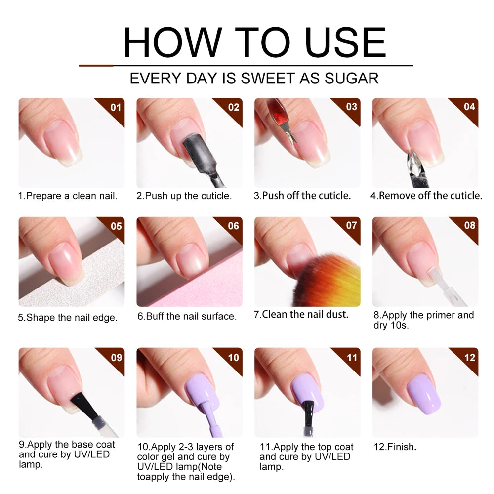 LIMEGIRL 60PCS Gel Nail Polish Art Kit Glitter 8ML Soak UV Semi-Permanent Gel Varn Nail Polish Suitable for Beginners Nail Set