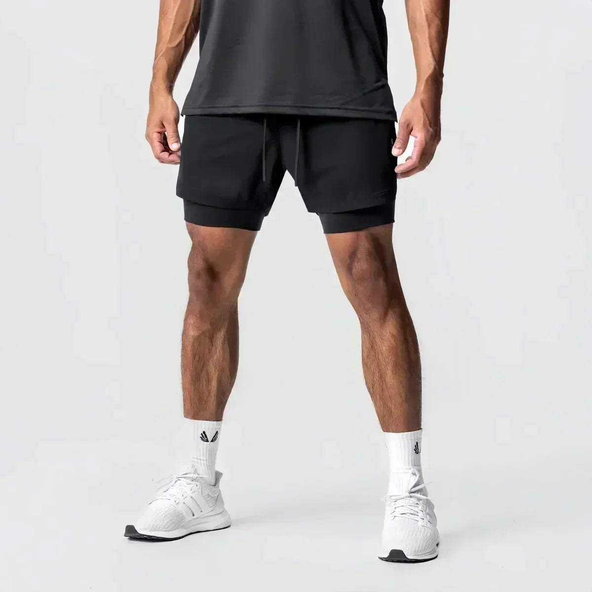 Pokémon Animation Derivatives Men's Fake Two Shorts Streetwear Pikachu Print GYM Sports Men's 2025 Summer Fashion Street Shorts