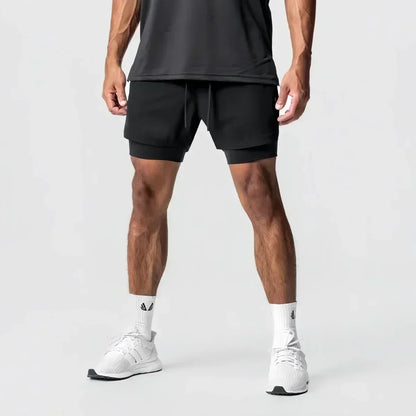 Pokémon Animation Derivatives Men's Fake Two Shorts Streetwear Pikachu Print GYM Sports Men's 2025 Summer Fashion Street Shorts