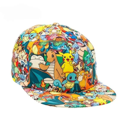Pikachu Baseball Cap Peaked Cap Cartoon Anime Character Flat Brim Hip Hop Hat Couple Outdoor Sports Cap Birthday Gifts