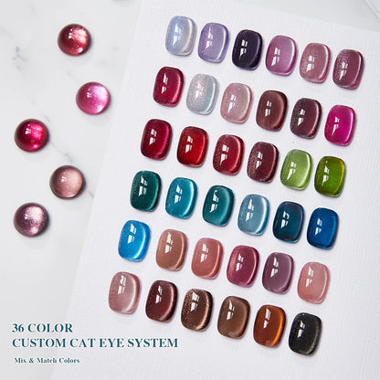 Vendeeni 36 Colors/Set Glitter Crystal Cat Eye Gel Nail Polish Semi Permanent UV Magnetic Wide Cat Eye Gel Varnish With Display