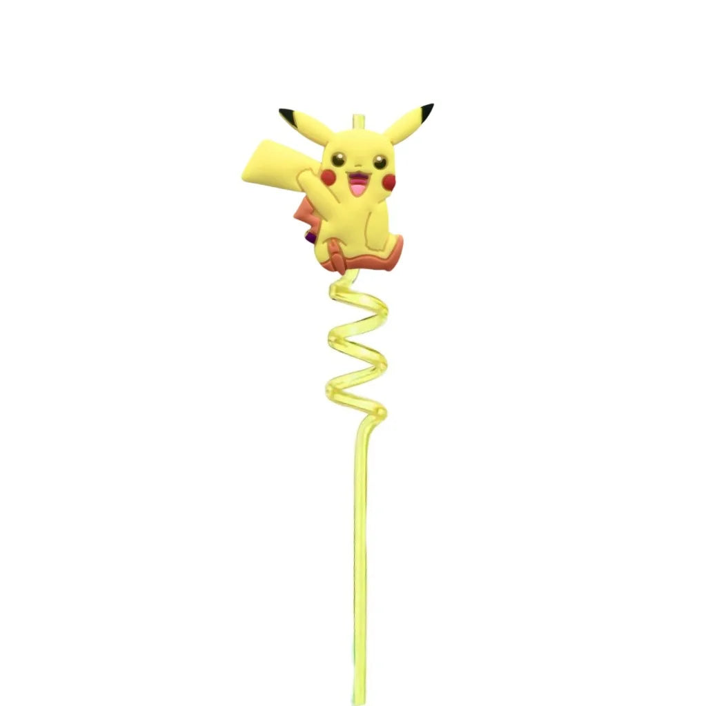 FUNISM Pikachu series cartoon creative spiral straws decorate party reusable colorful straws