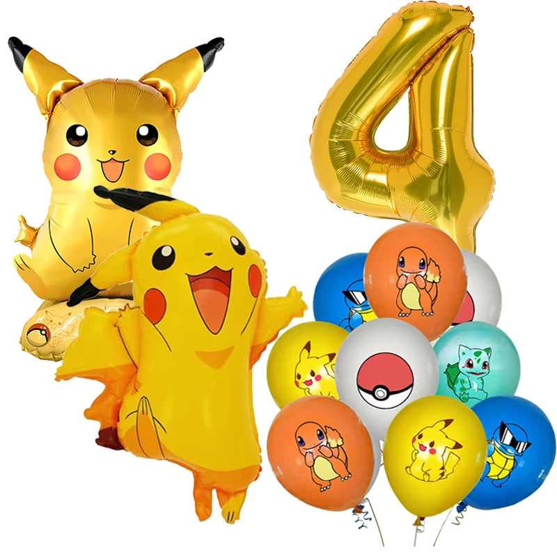 New pokemon birthday party pikachu decoration Balloon Disposable Tableware Tablecloth Straws Cup Plates Baby Shower Supplies Toy