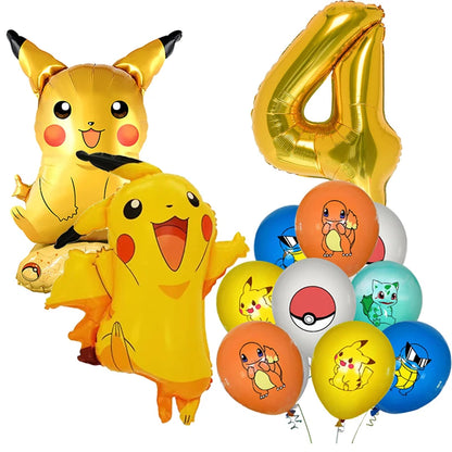 New pokemon birthday party pikachu decoration Balloon Disposable Tableware Tablecloth Straws Cup Plates Baby Shower Supplies Toy