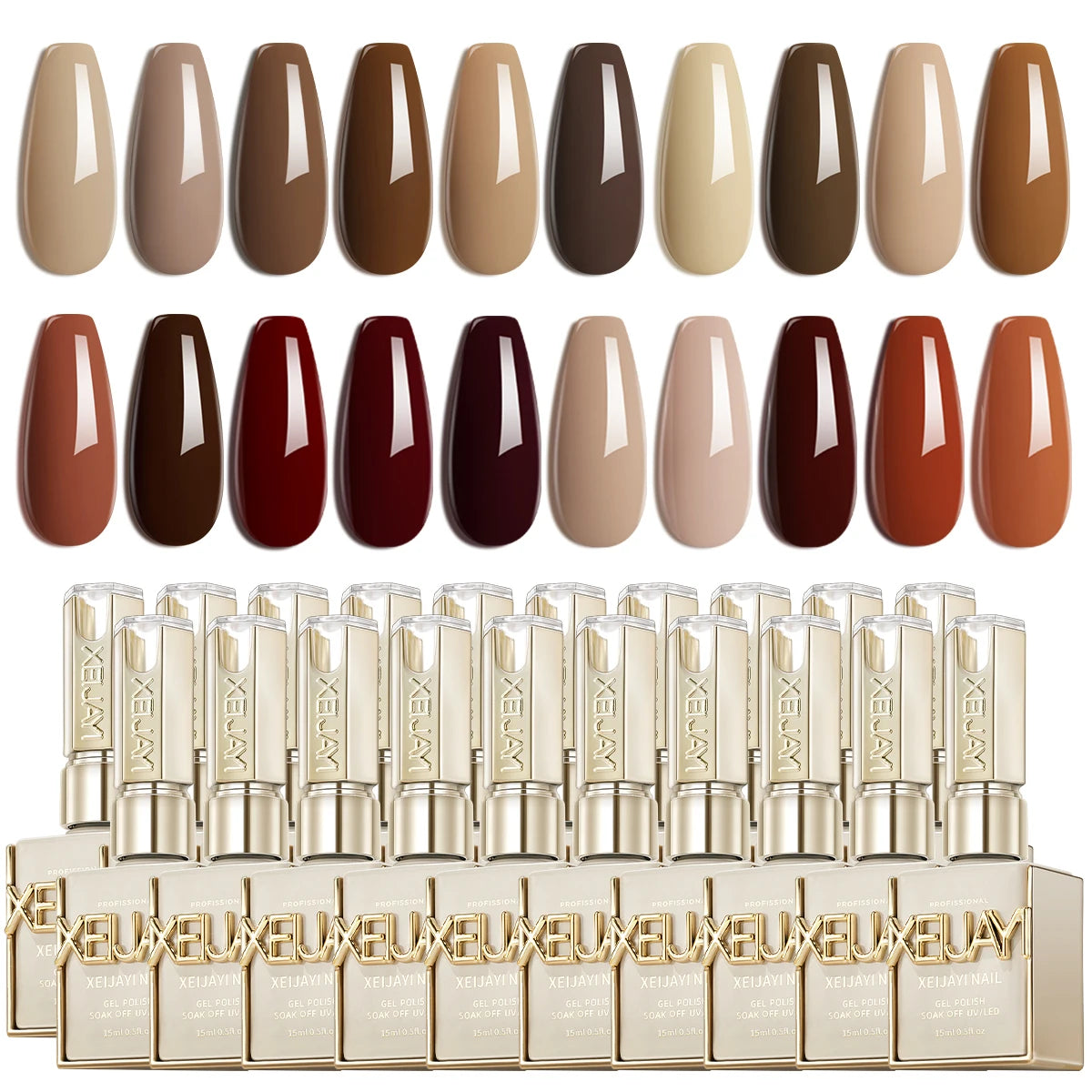 XEIJAYI 20PCS 15ml High-Shine Gel Nail Polish Set in Multiple Colors Soak Off UV/LED, Formaldehyde & Alcohol Free, Perfect